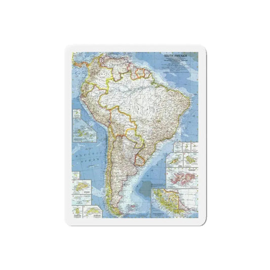 South America (1960) (Map) Refrigerator Magnet 6 Inch Die-Cut - The Sticker Space