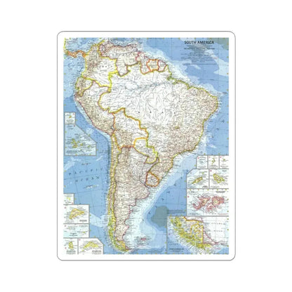 South America (1960) (Map) STICKER Vinyl Kiss-Cut Decal 3 Inch White - The Sticker Space