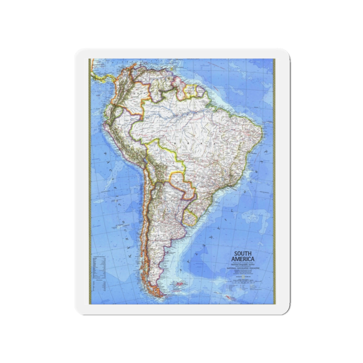 South America (1972) (Map) Refrigerator Magnet-2" x 2"-The Sticker Space