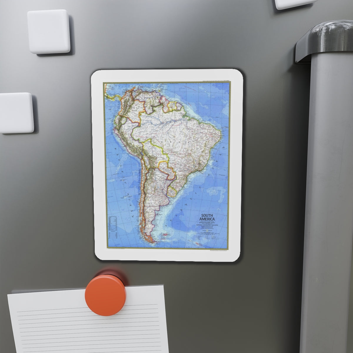 South America (1972) (Map) Refrigerator Magnet-The Sticker Space