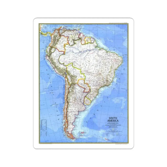 South America (1972) (Map) STICKER Vinyl Kiss-Cut Decal 2 Inch White - The Sticker Space