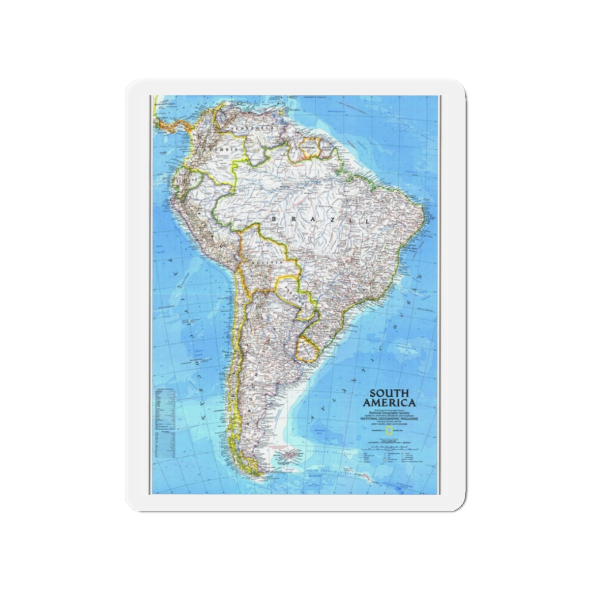 South America (1992) (Map) Refrigerator Magnet-2" x 2"-The Sticker Space