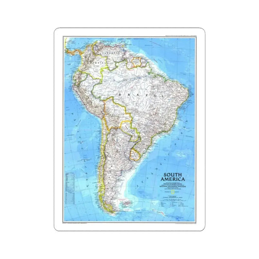 South America (1992) (Map) STICKER Vinyl Kiss-Cut Decal 2 Inch White - The Sticker Space