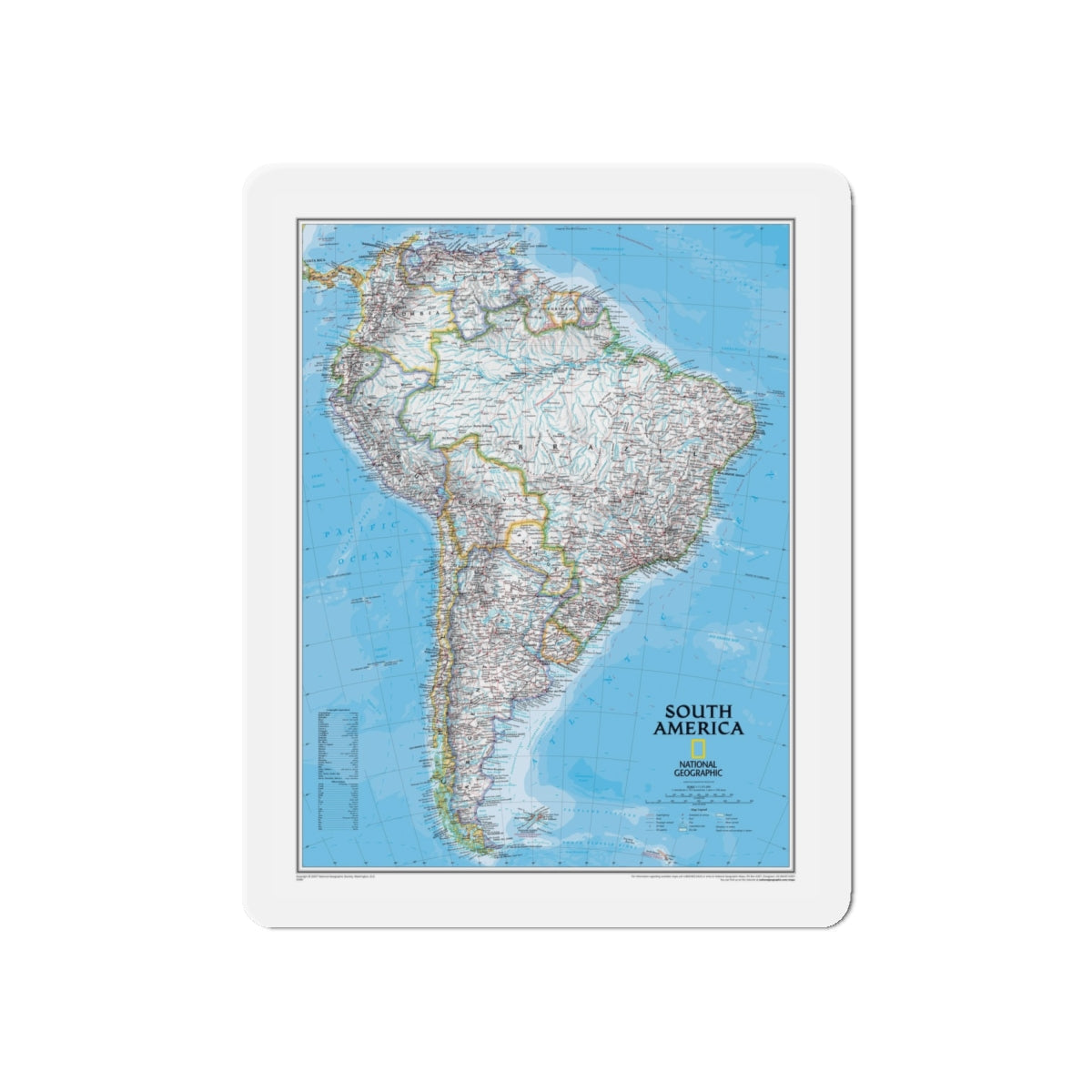 South America (2007) (Map) Refrigerator Magnet-6 × 6"-The Sticker Space