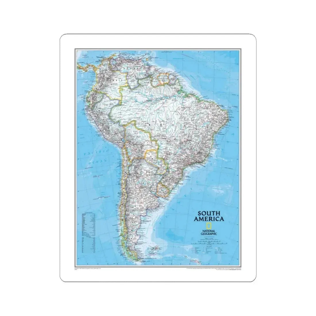 South America (2007) (Map) STICKER Vinyl Kiss-Cut Decal 3 Inch White - The Sticker Space