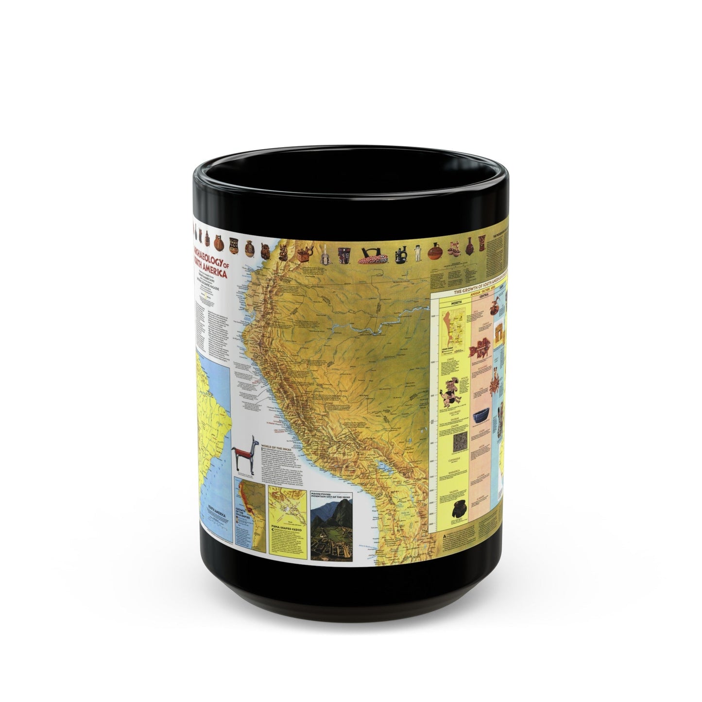 South America - Archaeology (1982) (Map) Black Coffee Mug-15oz-The Sticker Space