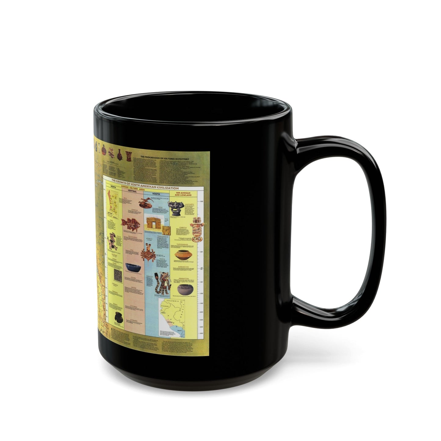 South America - Archaeology (1982) (Map) Black Coffee Mug-The Sticker Space