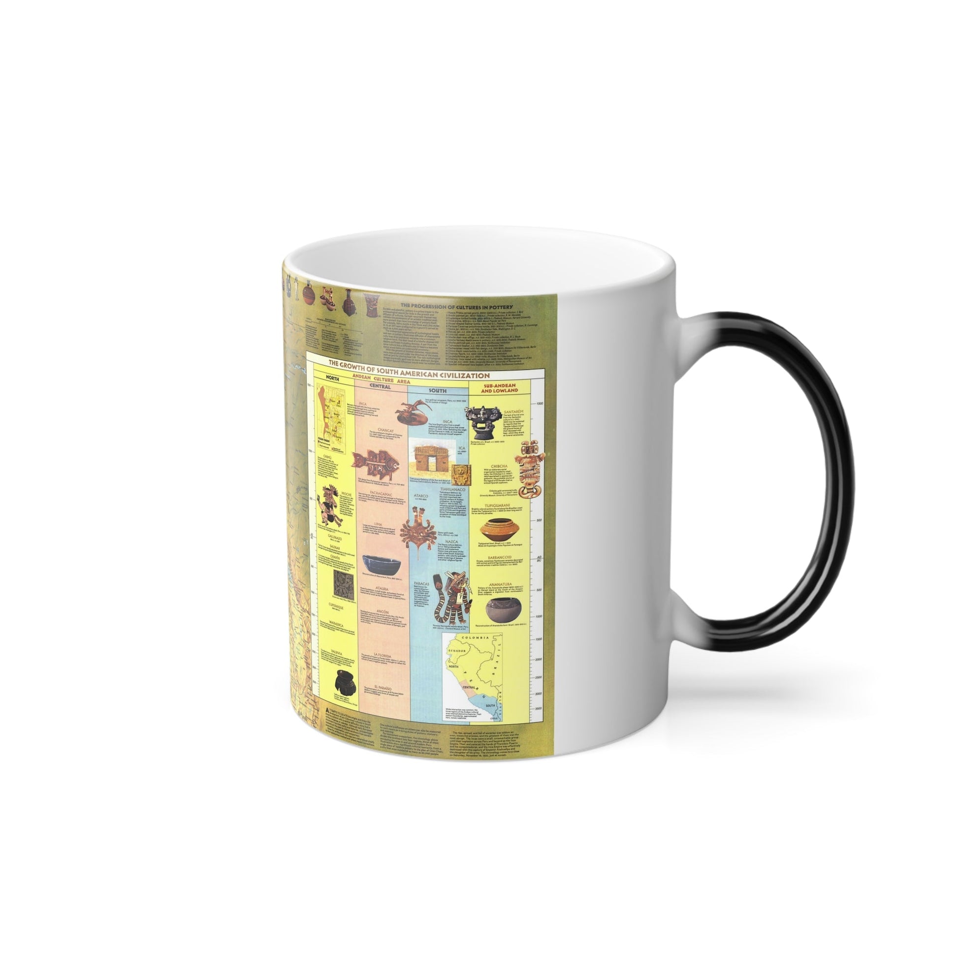 South America - Archaeology (1982) (Map) Color Changing Mug 11oz-11oz-The Sticker Space