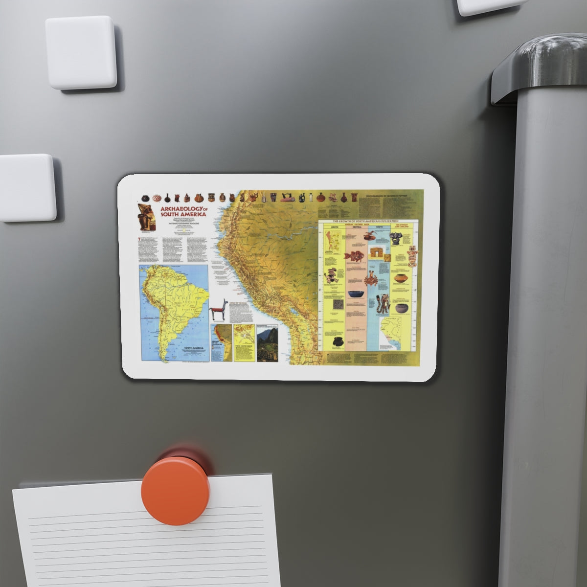 South America - Archaeology (1982) (Map) Refrigerator Magnet-The Sticker Space