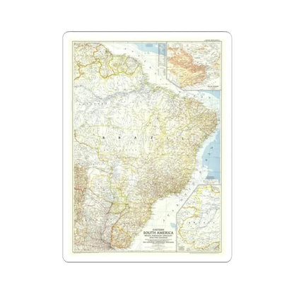 South America - Eastern (1955) (Map) STICKER Vinyl Kiss-Cut Decal 2 Inch White - The Sticker Space