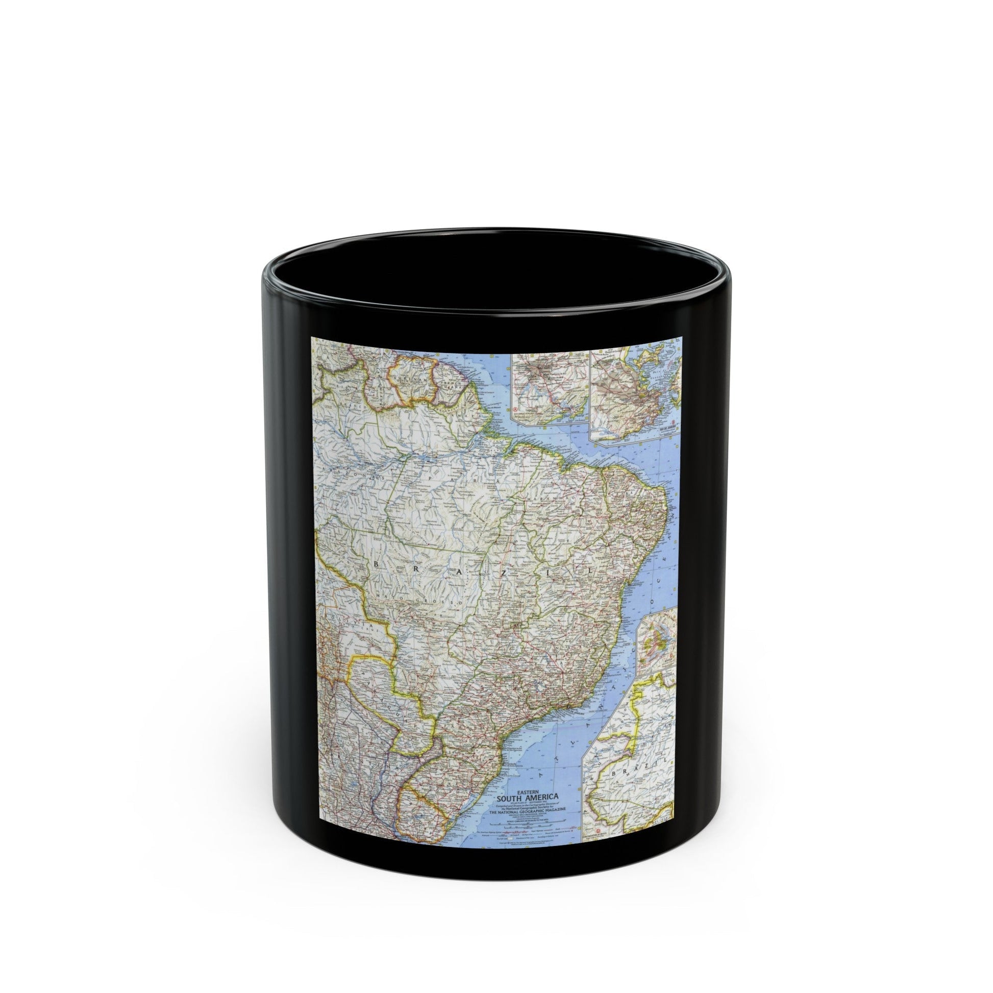 South America - Eastern (1962) (Map) Black Coffee Mug-11oz-The Sticker Space