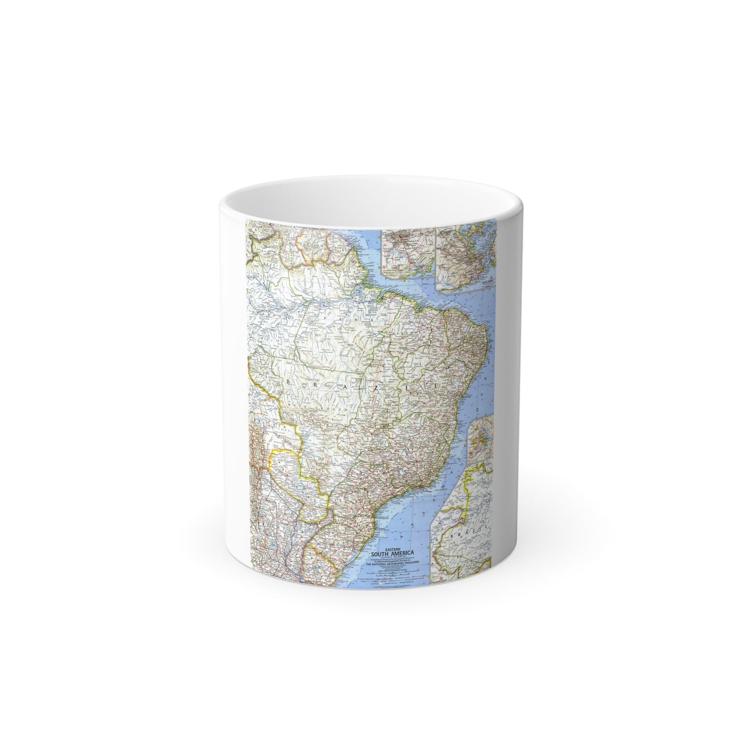 South America - Eastern (1962) (Map) Color Changing Mug 11oz-11oz-The Sticker Space