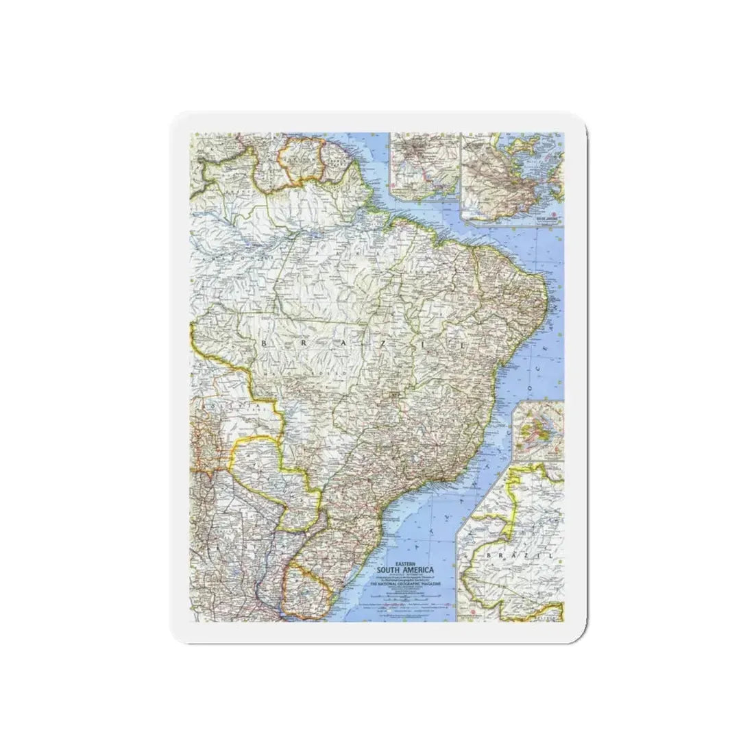 South America - Eastern (1962) (Map) Refrigerator Magnet 5 Inch - The Sticker Space