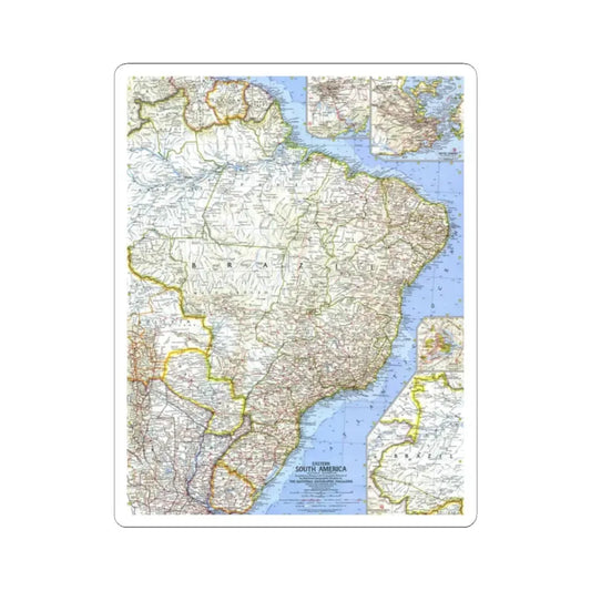 South America - Eastern (1962) (Map) STICKER Vinyl Kiss-Cut Decal 2 Inch White - The Sticker Space