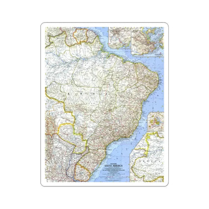 South America - Eastern (1962) (Map) STICKER Vinyl Kiss-Cut Decal 3 Inch White - The Sticker Space