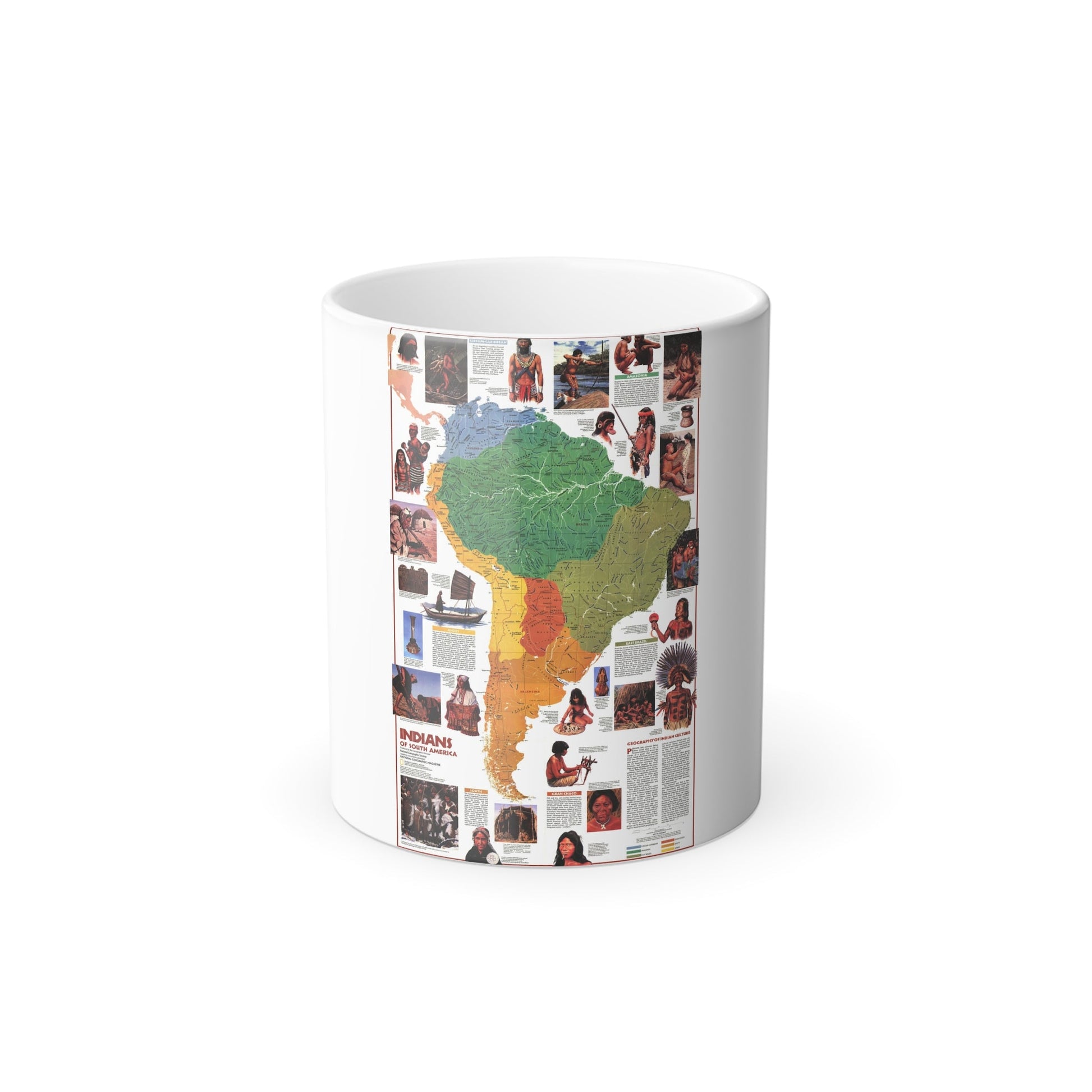 South America - Indians of (1982) (Map) Color Changing Mug 11oz-11oz-The Sticker Space