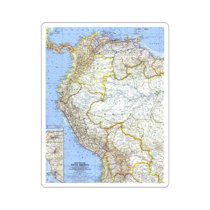 South America - Northwestern (1964) (Map) STICKER Vinyl Kiss-Cut Decal 6 Inch White - The Sticker Space