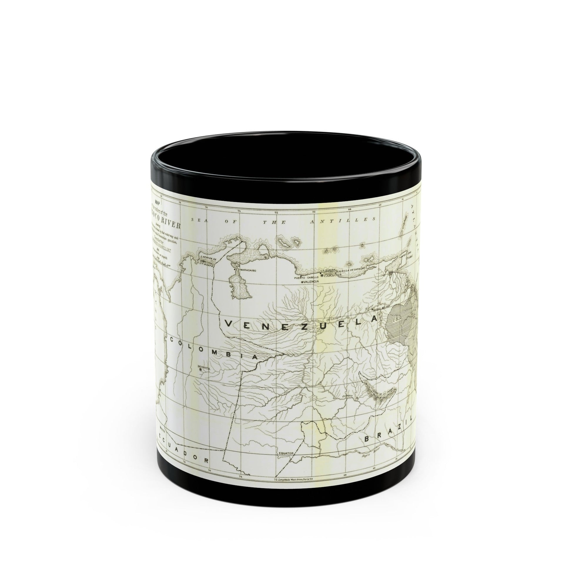 South America - Orinoco River (1896 (Map) Black Coffee Mug-11oz-The Sticker Space