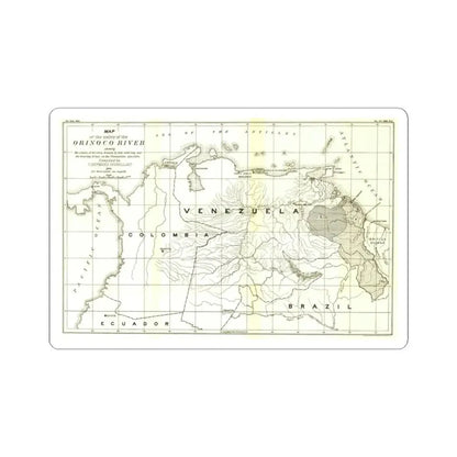 South America - Orinoco River (1896 (Map) STICKER Vinyl Kiss-Cut Decal 3 Inch White - The Sticker Space