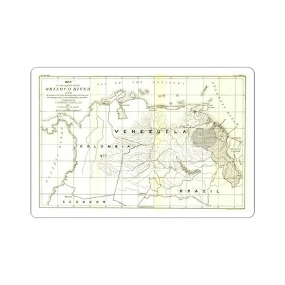 South America - Orinoco River (1896 (Map) STICKER Vinyl Kiss-Cut Decal 4 Inch White - The Sticker Space