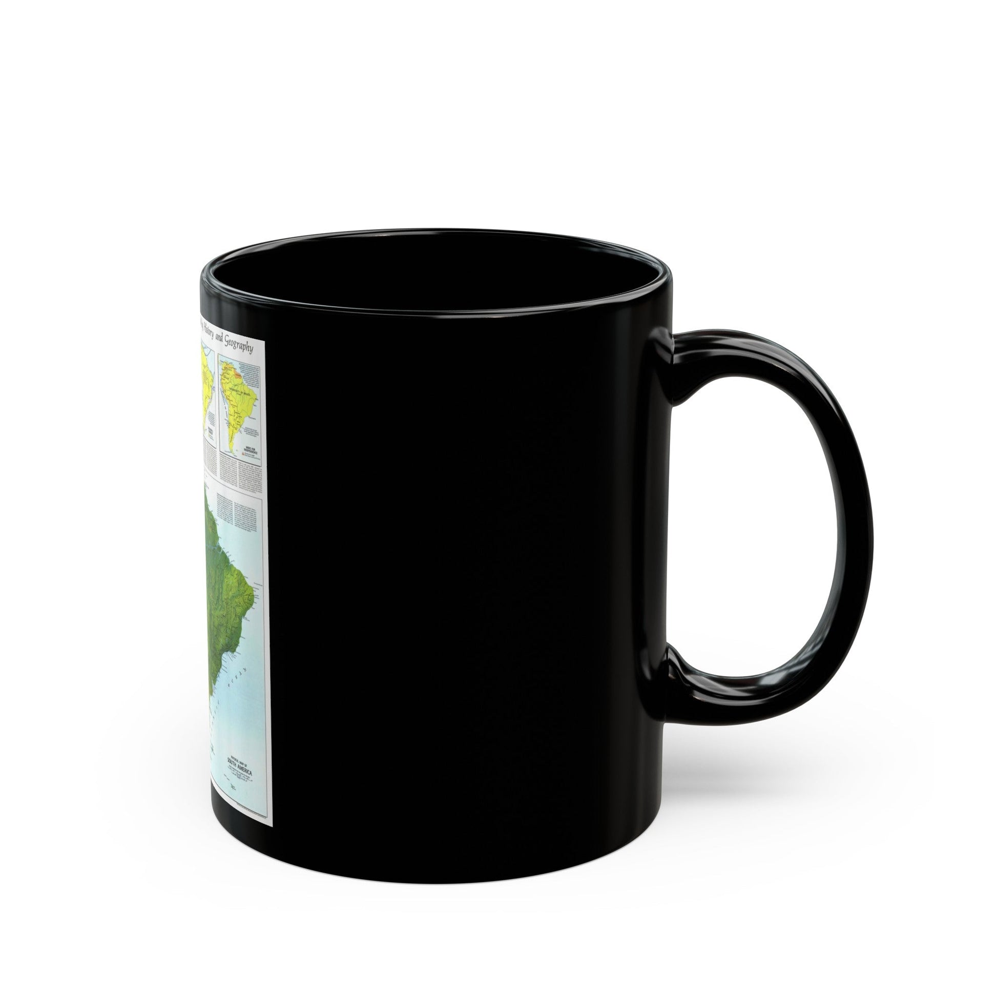 South America - Physical Map (1972) (Map) Black Coffee Mug-The Sticker Space