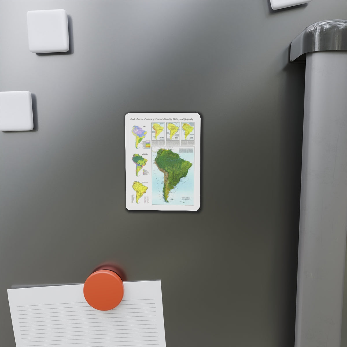 South America - Physical Map (1972) (Map) Refrigerator Magnet-The Sticker Space