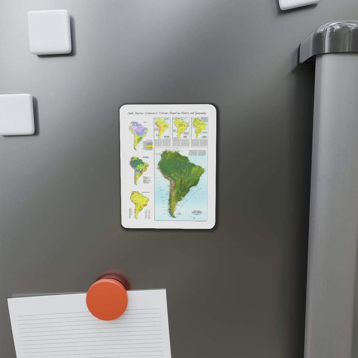 South America - Physical Map (1972) (Map) Refrigerator Magnet-The Sticker Space