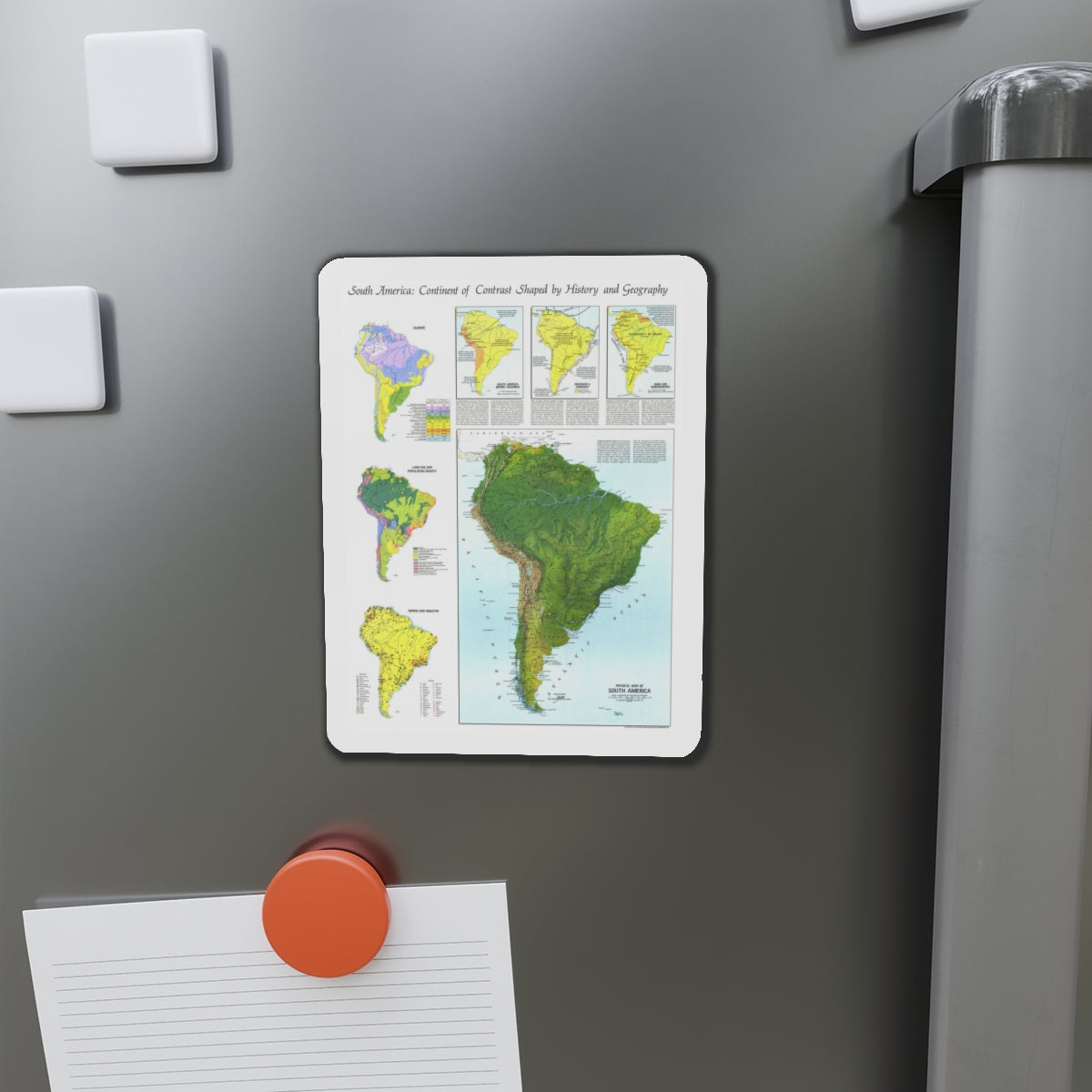 South America - Physical Map (1972) (Map) Refrigerator Magnet-The Sticker Space