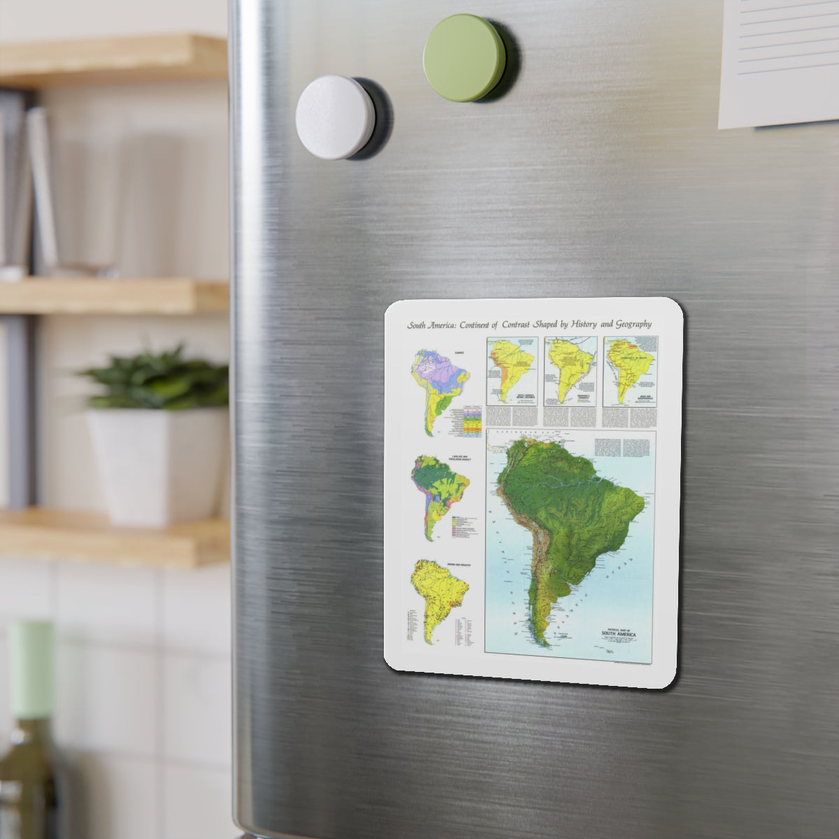 South America - Physical Map (1972) (Map) Refrigerator Magnet-The Sticker Space