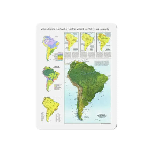 South America - Physical Map (1972) (Map) Refrigerator Magnet 6 Inch - The Sticker Space