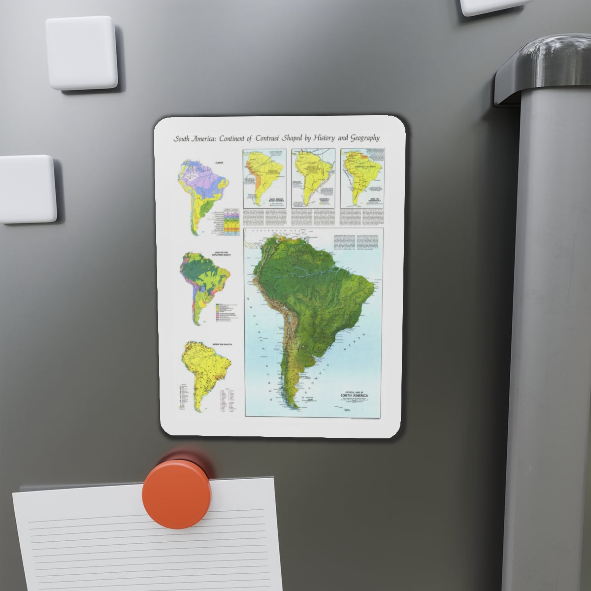 South America - Physical Map (1972) (Map) Refrigerator Magnet-The Sticker Space