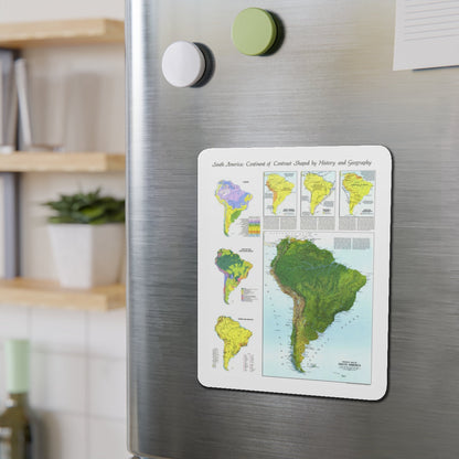 South America - Physical Map (1972) (Map) Refrigerator Magnet-The Sticker Space