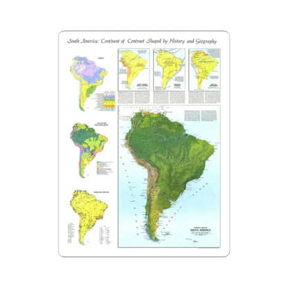 South America - Physical Map (1972) (Map) STICKER Vinyl Kiss-Cut Decal 2 Inch White - The Sticker Space
