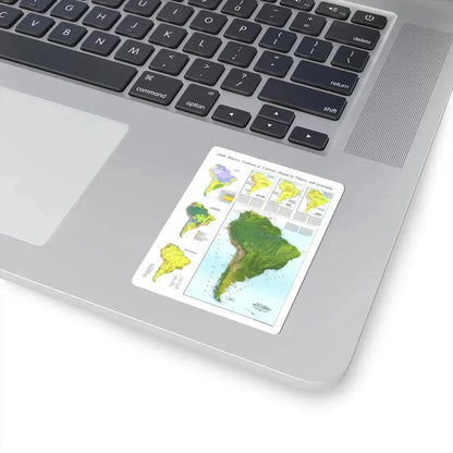 South America - Physical Map (1972) (Map) STICKER Vinyl Kiss-Cut Decal - The Sticker Space