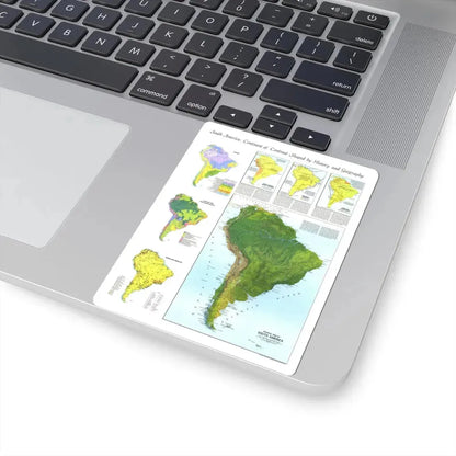 South America - Physical Map (1972) (Map) STICKER Vinyl Kiss-Cut Decal - The Sticker Space