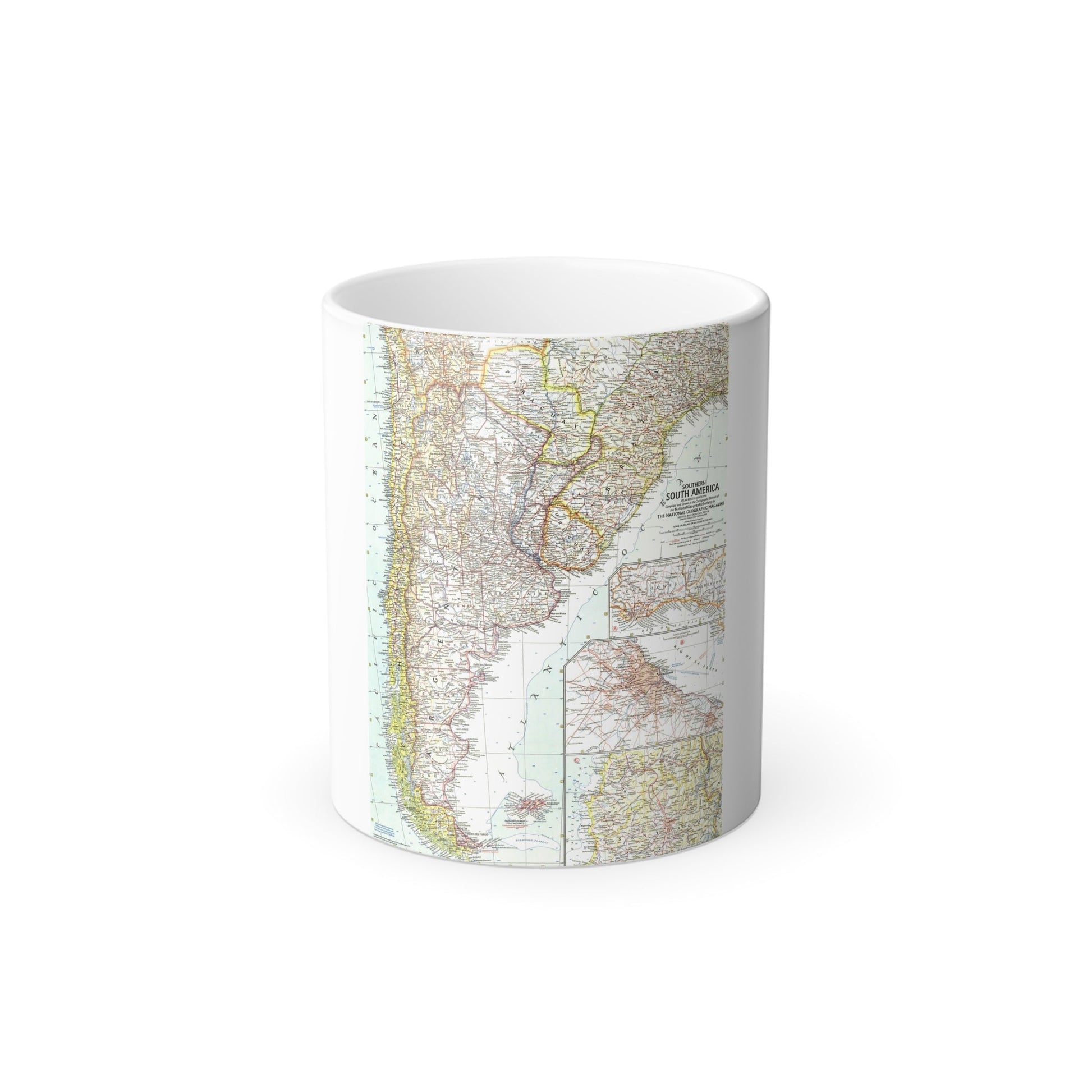 South America - Southern (1958) (Map) Color Changing Mug 11oz-11oz-The Sticker Space