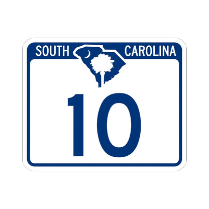 South Carolina 10 (South Carolina) (Road Sign) STICKER Vinyl Kiss-Cut Decal 4 Inch White - The Sticker Space