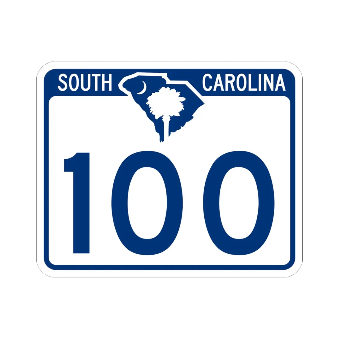 South Carolina 100 (South Carolina) (Road Sign) STICKER Vinyl Kiss-Cut Decal 4 Inch White - The Sticker Space