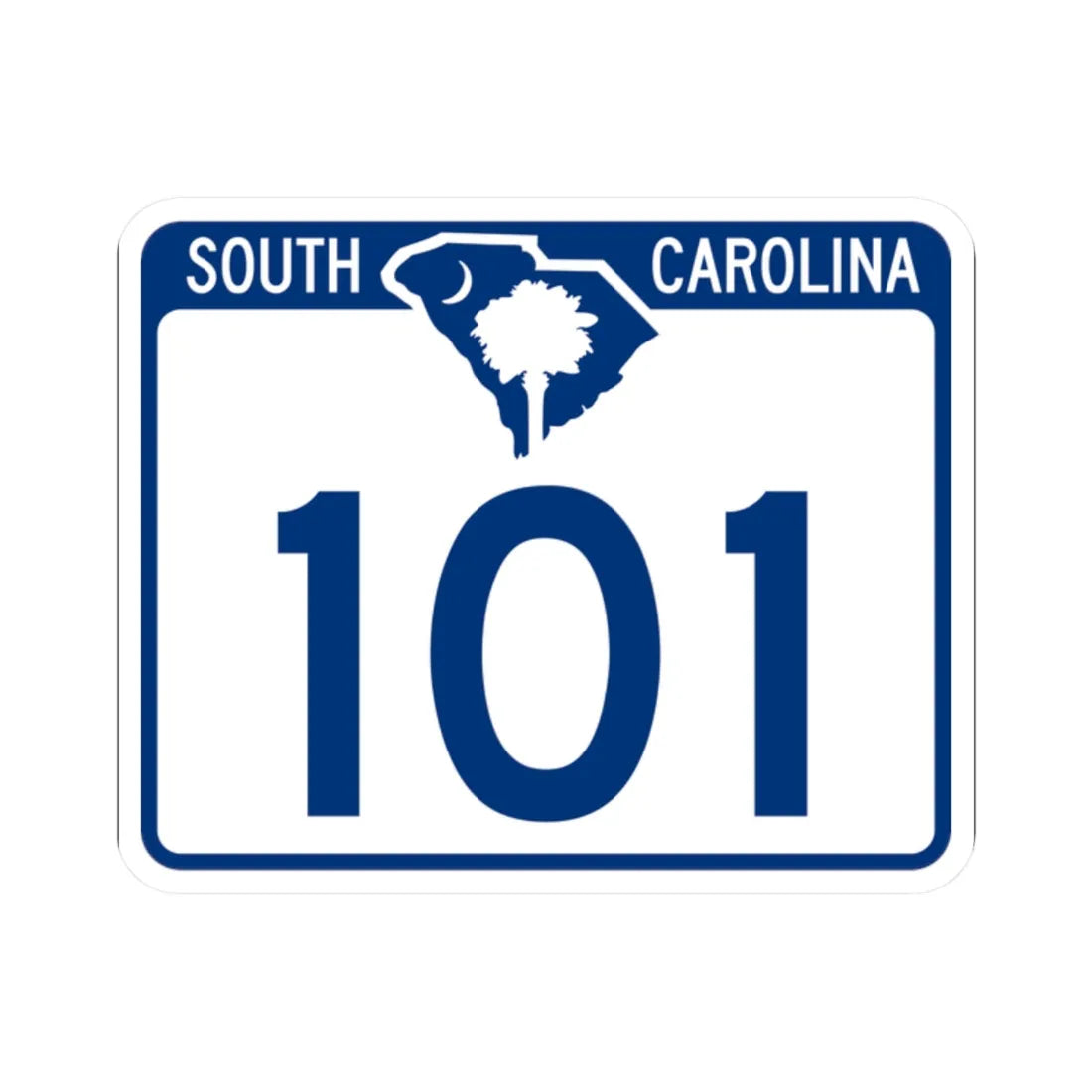 South Carolina 101 (South Carolina) (Road Sign) STICKER Vinyl Kiss-Cut Decal 2 Inch White - The Sticker Space