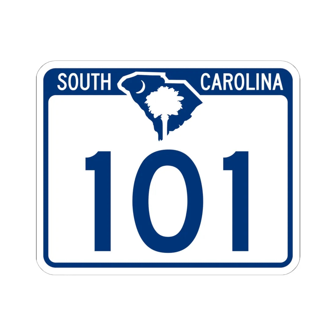 South Carolina 101 (South Carolina) (Road Sign) STICKER Vinyl Kiss-Cut Decal 6 Inch White - The Sticker Space