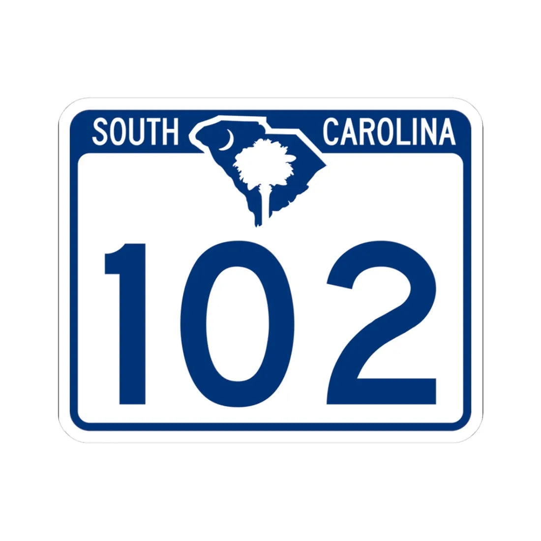 South Carolina 102 (South Carolina) (Road Sign) STICKER Vinyl Kiss-Cut Decal 3 Inch White - The Sticker Space