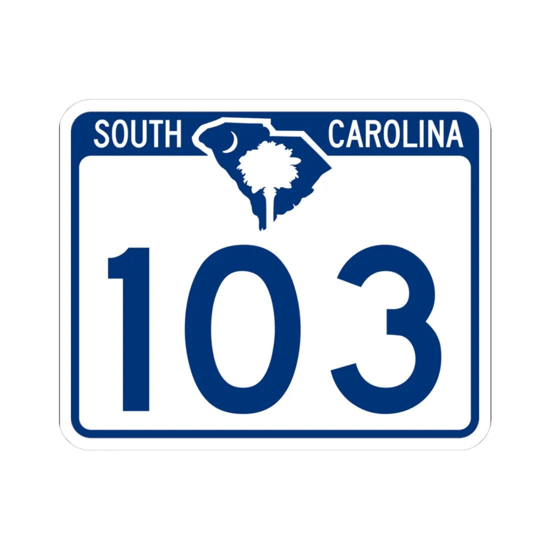 South Carolina 103 (South Carolina) (Road Sign) STICKER Vinyl Kiss-Cut Decal 3 Inch White - The Sticker Space