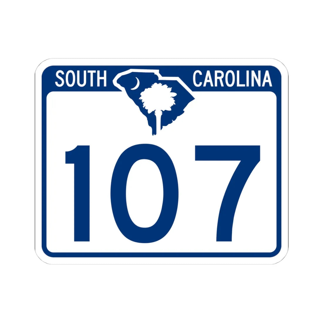 South Carolina 107 (South Carolina) (Road Sign) STICKER Vinyl Kiss-Cut Decal 4 Inch White - The Sticker Space