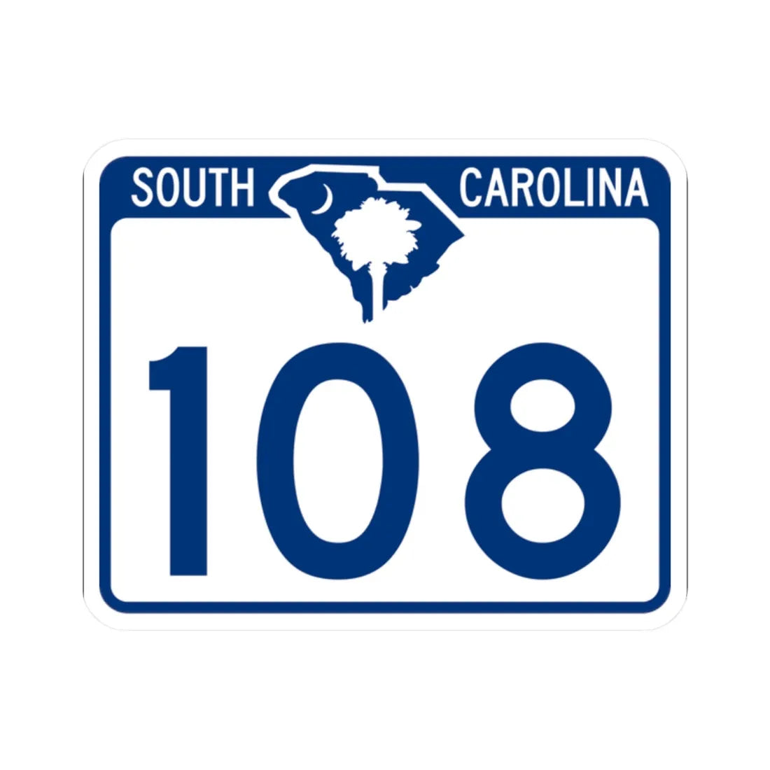 South Carolina 108 (South Carolina) (Road Sign) STICKER Vinyl Kiss-Cut Decal 2 Inch White - The Sticker Space