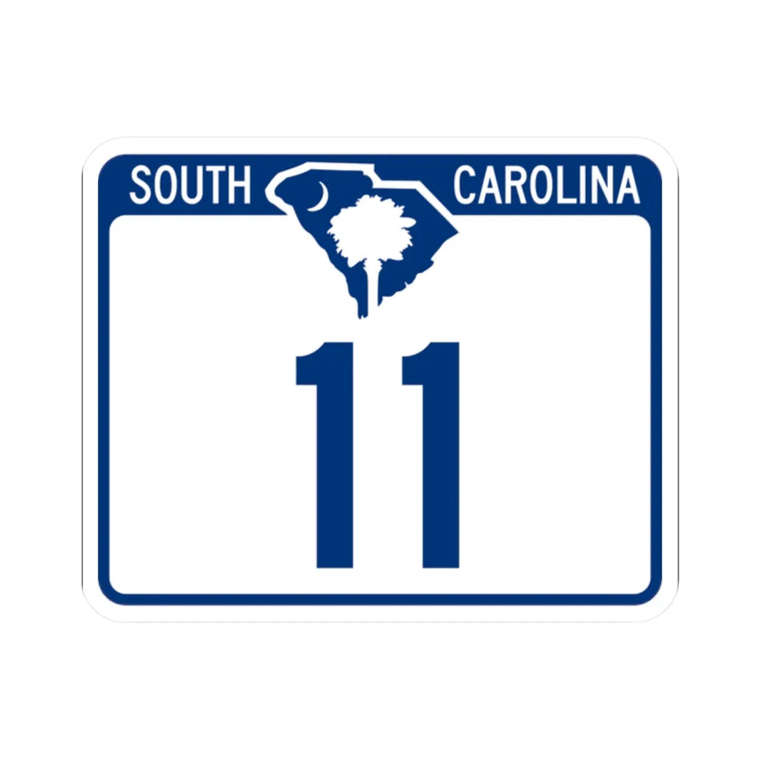South Carolina 11 (South Carolina) (Road Sign) STICKER Vinyl Kiss-Cut Decal 2 Inch White - The Sticker Space