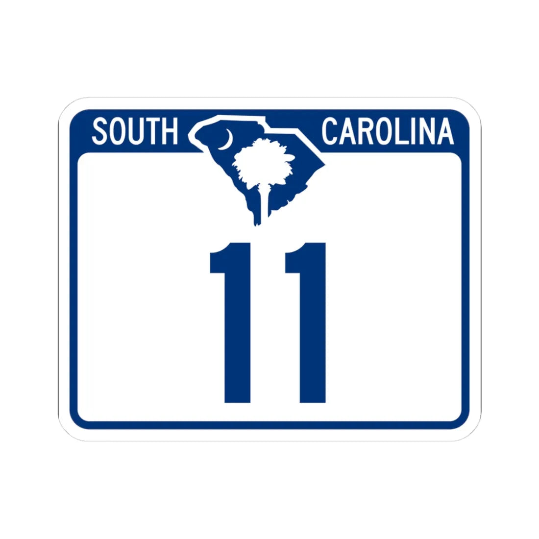 South Carolina 11 (South Carolina) (Road Sign) STICKER Vinyl Kiss-Cut Decal 3 Inch White - The Sticker Space