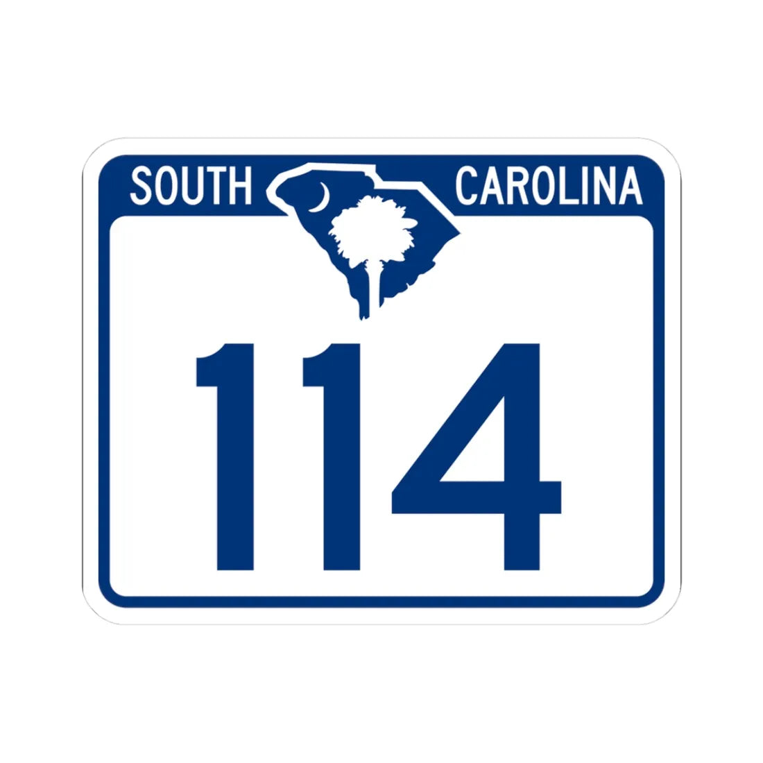 South Carolina 114 (South Carolina) (Road Sign) STICKER Vinyl Kiss-Cut Decal 3 Inch White - The Sticker Space