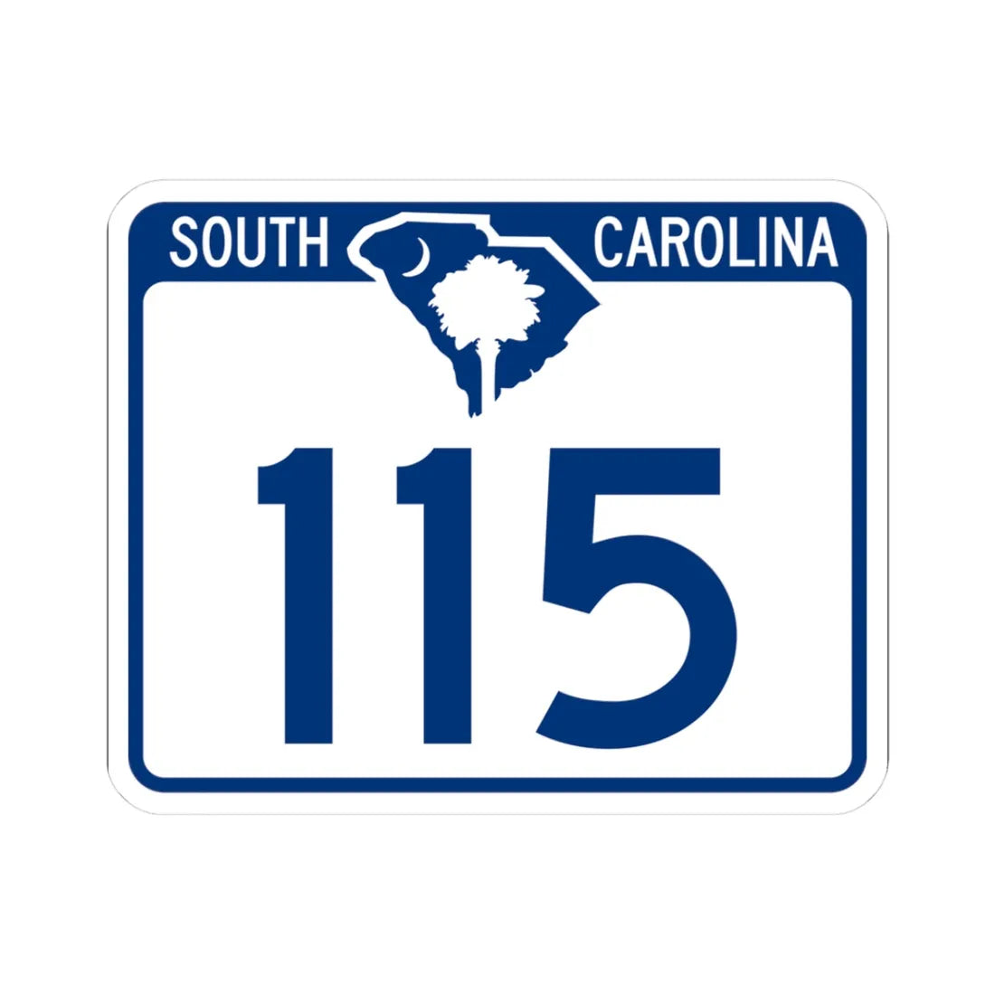 South Carolina 115 (South Carolina) (Road Sign) STICKER Vinyl Kiss-Cut Decal 3 Inch White - The Sticker Space