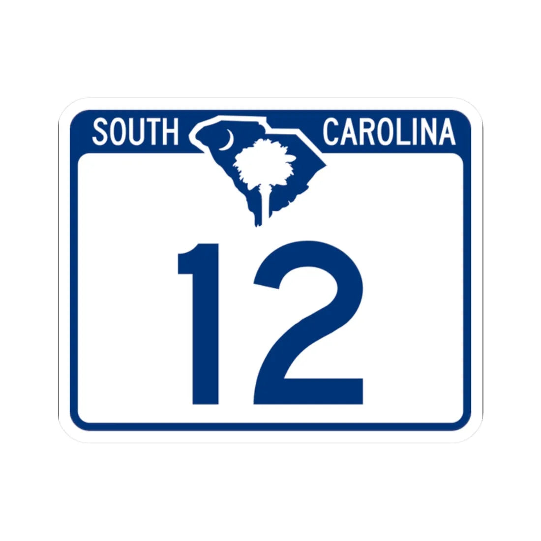 South Carolina 12 (South Carolina) (Road Sign) STICKER Vinyl Kiss-Cut Decal 2 Inch White - The Sticker Space