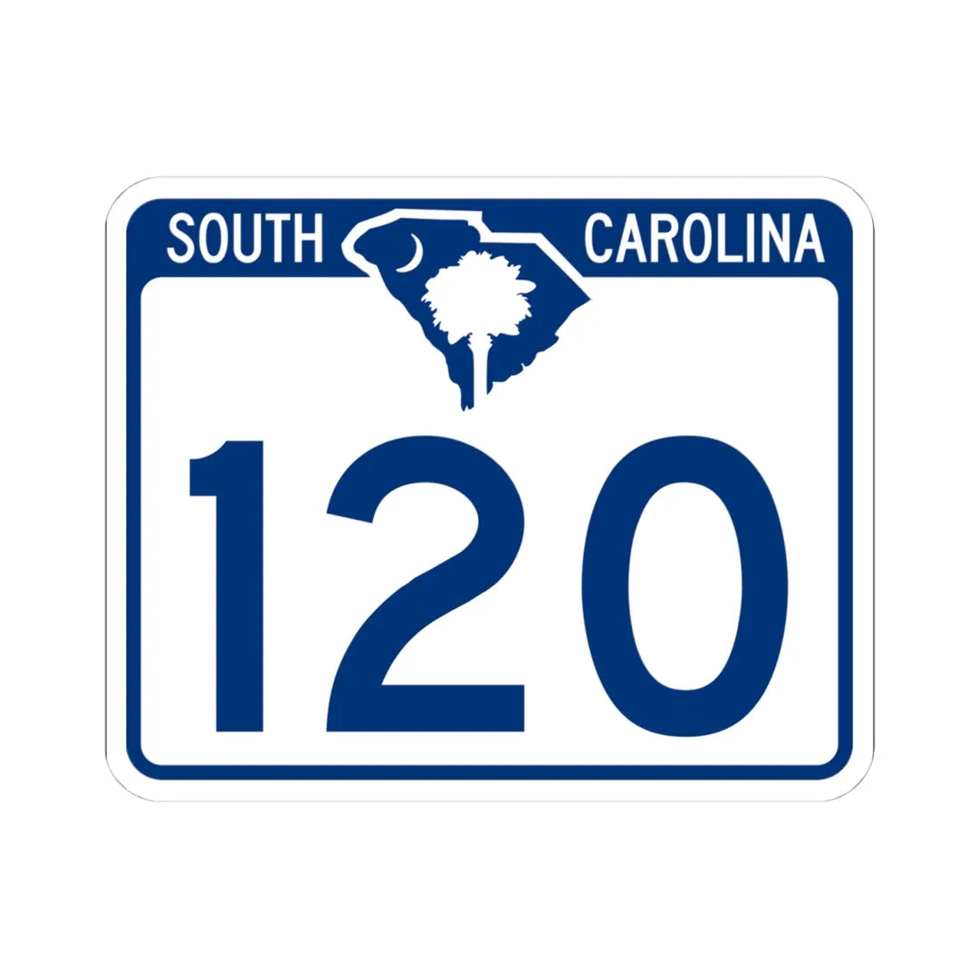 South Carolina 120 (South Carolina) (Road Sign) STICKER Vinyl Kiss-Cut Decal 4 Inch White - The Sticker Space